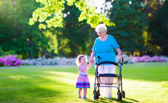 Grandmother-With-Walker-And-Grandchild