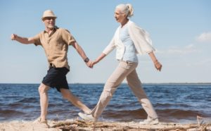 Woman-In-Compression-Stockings-On-Beach